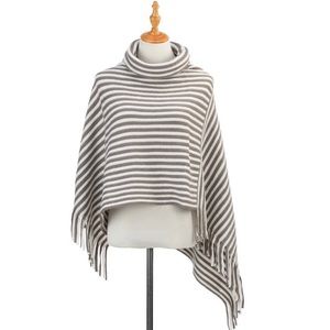 NWT Demdaco Cowl Neck Stripe Poncho O/S